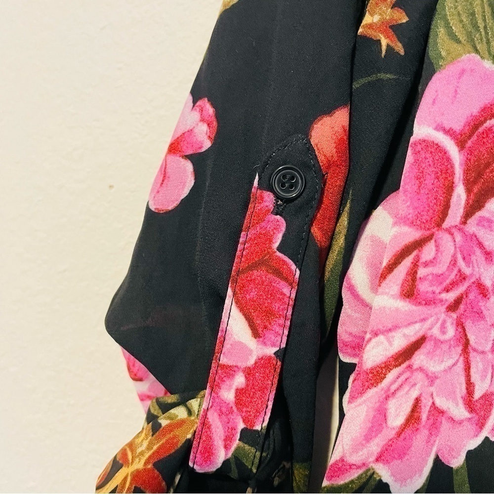 Catherine Womens S Tunic Top Floral Malandrino Asymmetrical Long Sleeve NEW - Picture 7 of 11